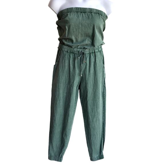 YFB "Reeve" Green Strapless Jogger Style Jumpsuit with Fringe Details size M - Picture 9 of 9